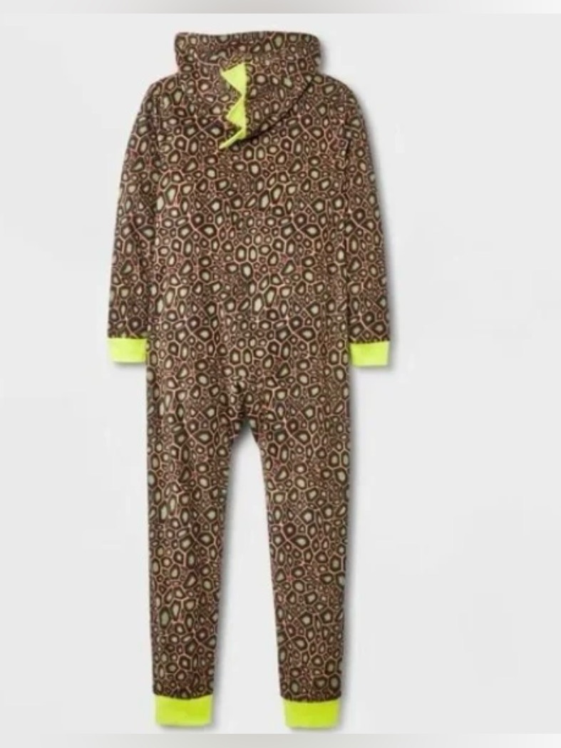 Set Of 2 Cat & Jack Kids Dino Hooded One-Piece Union Suit Pajamas Size 10/12 — image 3 of 8
